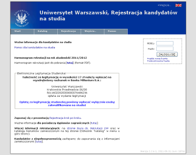 Uniwersytet Warszawski Internetowa Rejestracja Kandydatów