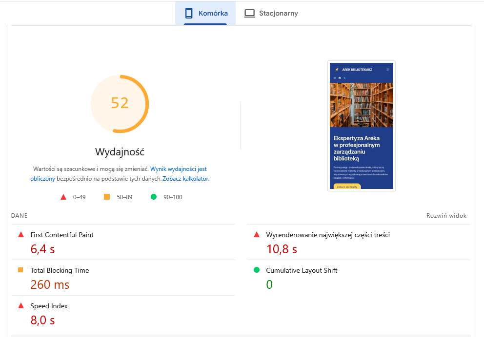 wyniki z google light speed komórka